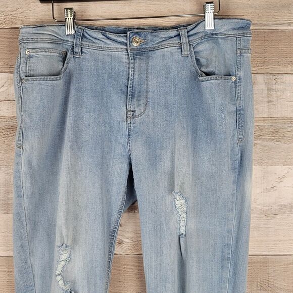 Kensie Jeans Size 14 Effortless Ankle Biter High Rise Distressed Faded Lived In - Picture 2 of 14